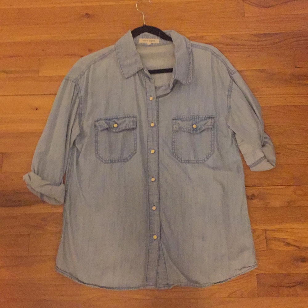 Oversized chambray button up